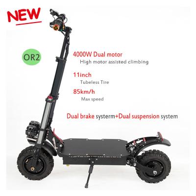 China 2021 Electric Scooter 48v 4000w 85km/h Unisex Electric Scooter Towing 11inch Dual Motor Off Road 2000w Powerful Dual Motor Electric Scooter for sale