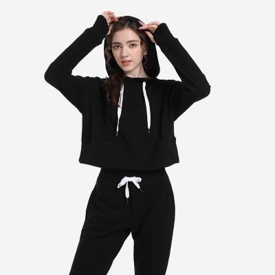 China Women's Two-Piece Sports Fitness Wear Set Of Breathable High-waisted Long Sleeve Hooded Yoga Leggings Sweater for sale