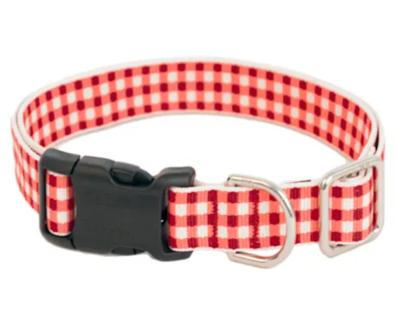 China 100% Padded Certified Recycled Red Plastics Gingham Dog Collar for sale