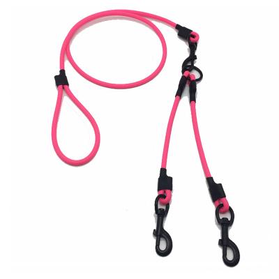 China Round Nylon Rubber Rope Exercising Lights Durable, Traction-Resistant, Anti-Smell, Easy To Clean, With Alloy Carabiner For 2 Dogs for sale