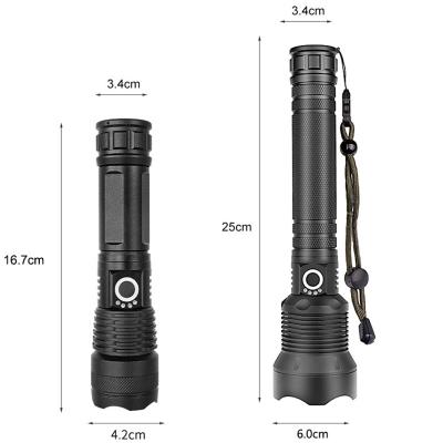 China Super Bright Rechargeable Tactical Flashlight 3 Modes Emergency Zoomable LED Flashlights P70 Waterproof Spotlight Torch For Outdoor for sale