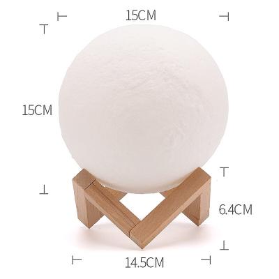 China Customized 12cm 15cm 16 Colors 3D Printing Remote Control Rechargeable Moon Light Dimmable Touch Control Lunar Lamp for sale