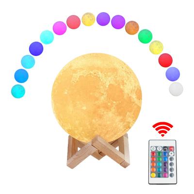 China Christmas Gift Modern 3D Printing Color 8cm 10cm 15cm 20cm Moon Lamp 16 Color 8cm 10cm 15cm 20cm Children Led Moon Light for sale