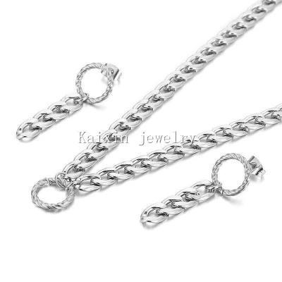 China Ethnic Top Selling Gold Jewelry Fashion Circle Chain Stainless Steel Necklace Earring High Quality Set for sale