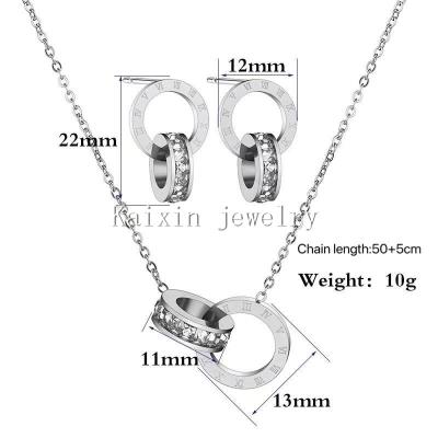 China FASHIONABLE Lucky Roman Numeral Pendant Necklace Set Chain Fashion Rose Gold Bone Titanium Stainless Steel Soft Jewelry for sale