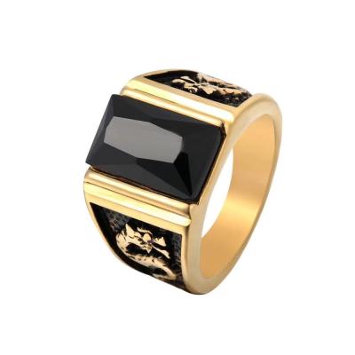 China Retro Stainless Steel FASHIONABLE Jewelry Personality Atmosphere Dragon Ring Agate Stone Ring 18K Gold Ring for sale