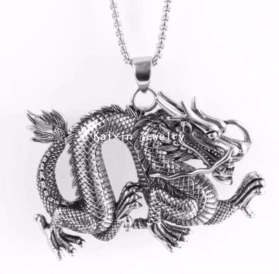 China 2021 New Chinese Style Chinese Style Jewelry Dragon Stainless Steel Men Zodiac Pendant for sale