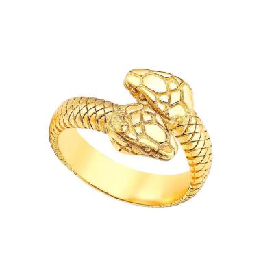 China Fashion creative double stainless steel Europe and America style snake main men's punk ring personalized women's snake ring for sale