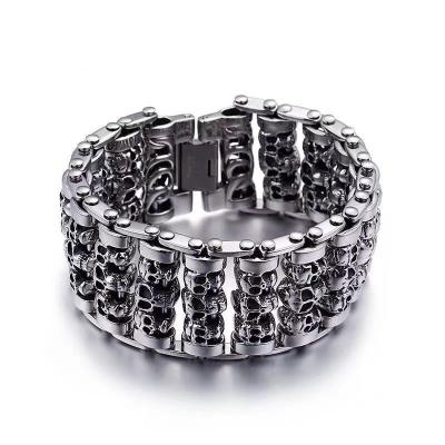 China NEW Trendy Men's Bracelet Titanium Personality Jewelry Fashion Boys Steel Skeleton Punk Accessories Wholesale for sale