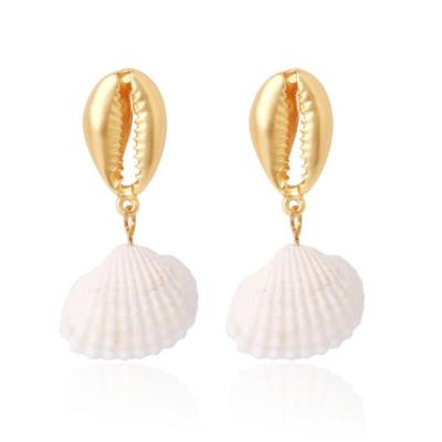 China Vintage Bohemian Statistical Institute style white shell earrings conch shell earrings natural shell earrings for sale