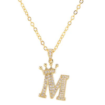 China Zircon CLASSIC Custom Letters Cursive Initial Pendant Necklaces For Women Iced Out Alphabet Letter Necklace Chain for sale