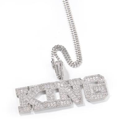 China Trendy& Wholesale Custom Name Letters Pendants Necklaces Hip Hop Icy Hip Hop With Chain Personalized Necklace Jewelry Set 2021 for sale