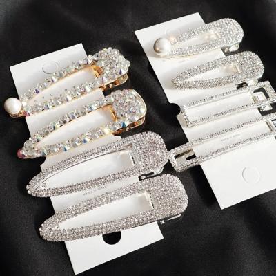 China Handmade Crystal Rhinestone soft barrettes shinny hair clip Korea crystal hair clips 2022 for sale