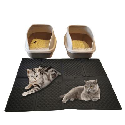 China Viable Hot Selling Black Design Pet Cleaning Tools Easy To Clean Cat Litter Collapsible Mat Rubber Rubbish Mat for sale