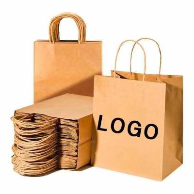 China Custom Printed Recyclable Shopping Clothing Gift Bag Kraft Paper Bags with Your Own Logo for sale