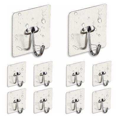 China Smooth Edge Strong Bearing Capacity Stainless Steel Adhesive Hooks for Bathroom, Kitchen and Living Room for sale