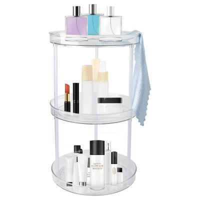 China 3 Tier Transparent Easy to Assemble Turntable Lazy Susan Cosmetic Makeup Organizers for sale