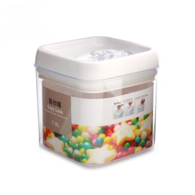 China Factory Price Customized 1000Ml Square Type Airtight Plastic Dry Food Container for sale