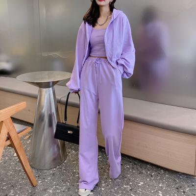 China 3 Pieces Tracksuit Sportswear Breathable Custom Female Tracksuits Competitive Price Sweated Suites For Women for sale