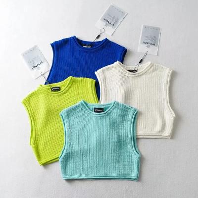 China Anti-wrinkle Fashion Designed Ladies High Neck Knitted Knitted Sweaters Long Sleeve Sweater Knitted Vest Women for sale