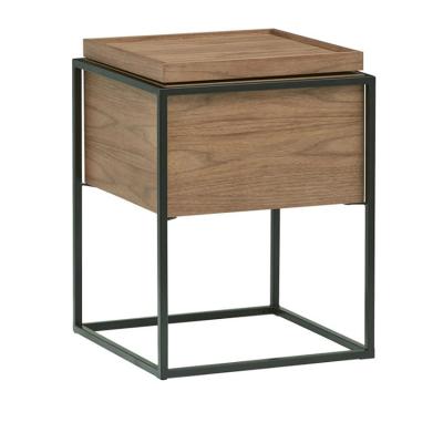 China Wood and metal storage (height) adjustable side end table nightstand walnut lift coffee table for sale