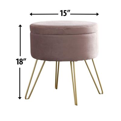 China (Size) modern round adjustable velvet storage stool foot rest stool seat coffee table with stools for sale