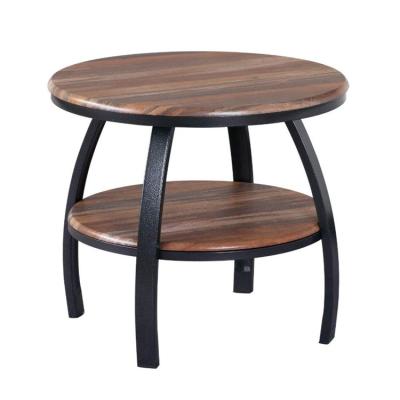 China Cool (Height) Adjustable End Table Brew Round Table Top Metal Legs And Open Shelf Hammered Coffee Table for sale