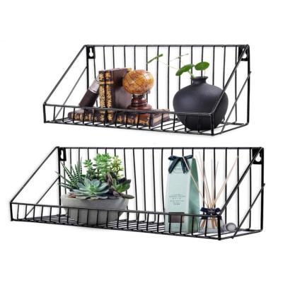 China Wall Mounted Storage Shelves Metal Floating Hanging Shelves Set Of 2 Decorative Wall Shelf for sale