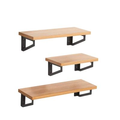 China Storage Oak Mahogany Floating Shelves Wall Mounted Set of 3 Display Ledges Floating Wall Mounted Shelves Set of 3 for sale