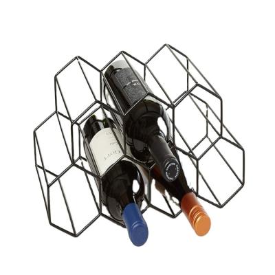 China Sustainable 9 Bottle Wine Storage No Assembly Required Modern Black Metal Countertop Wine Rack Rack for sale