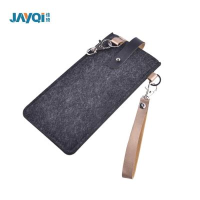 China Custom Fair Logo Soft Handmade Glass Felt Bag Felt Glass Pouch for sale