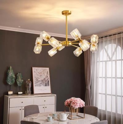 China High quality popular creative simple modern product gold decoration mail personality shade cooper glass chandelier lights for sale