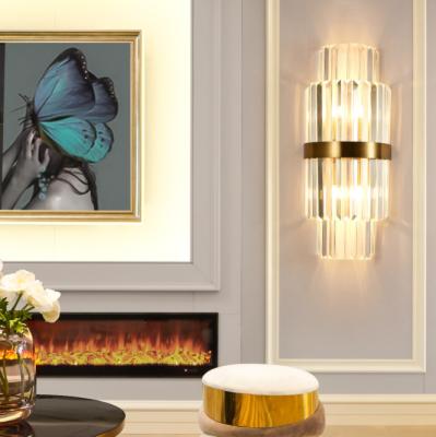 China Nordic modern post modern crystal light luxury minimalist wall lamp living room TV background wall led hotel wall lamps for sale