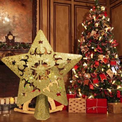 China Modern Hot Sale 3d Projection Christmas Tree Top Star Snowflake Rotating Decorative Christmas Lights for sale