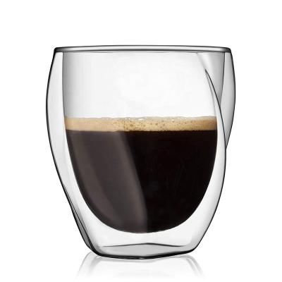 China Fashion Sustainable Stemless Ware Borosilicate Double Wall Glass Thermos Tea Coffee Mug Whiskey Glasses for sale