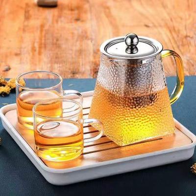 China Wholesale New Design High Borosilicate Viable Grain Hammer Glass Teapot Made In China Teapot for sale