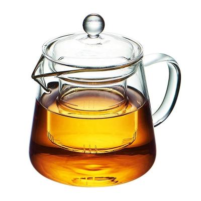 China Factory Price Sustainable High Borosilicate Glass Teapot With Tall Glass Infuser For Loose Leaf Tea And Coffee Kettle for sale