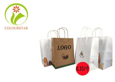 Cina Logo Printed Brown Kraft Paper su ordinazione insacca con la borsa superiore di carta kraft della maniglia di carta in vendita