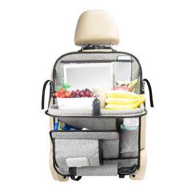 China Luxury Kids Travel Oxford Waterproof Folding Car Backseat Organizer with Tray for sale