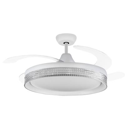 China Modern 42 Inch 72w Remote Invisible Retractable Mount Fan Lamp No Noise Ceiling Fan Chandelier With Light for sale