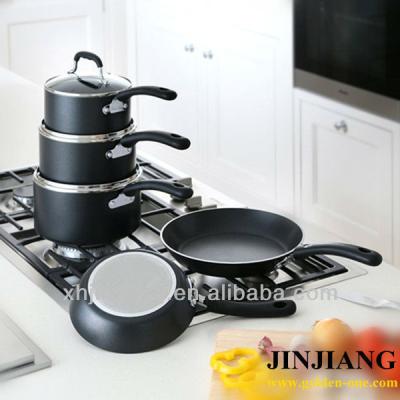 China Durable ceramics 5pcs and spray paint stainless steel cookware set for sale