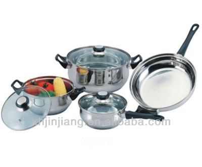 China JJs-cw316 7pcs Cheap Sustainable Happy Baron Stainless Steel Cookware Set for sale