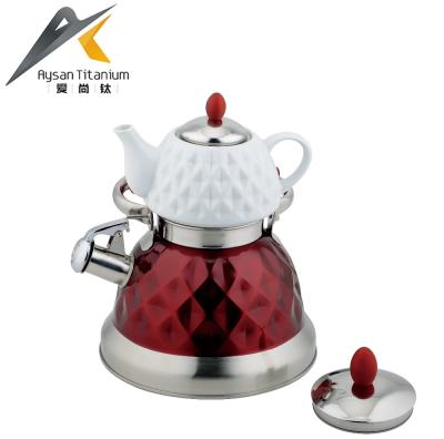 China High Quality 360 Degree Rotation Base Stainless Steel Double Teapot Kettle Water Kettle for sale