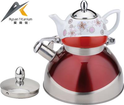 China High Quality Colorful 360 Degree Rotation Double Base Stainless Steel Teapot Kettle for sale