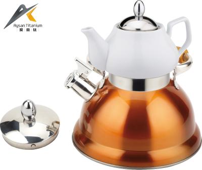 China Newest Design Stainless Steel Double Teapot Home Kettle Hotel Room Kitchen Ceramic Kettle for sale