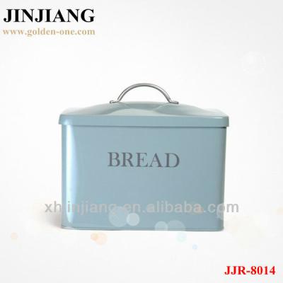 China Freshness Preservation Cream Bule Jet Power Square Iron Bread Bin Bread Bin for sale