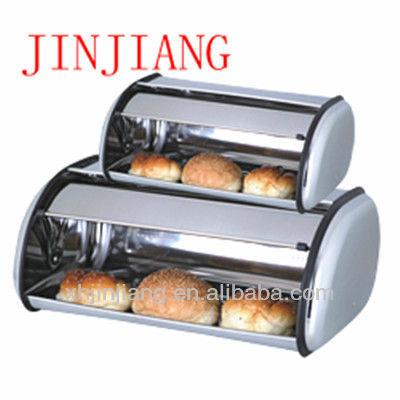 China Freshness Storage Large Capacity Stainless Steel Cylinder Desktop Kitchen Metal Bread Bin for sale