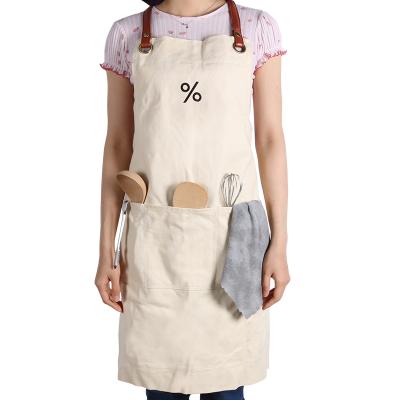 China Pretty Changrong Waterproof Custom Cross Back Artist Coffee Beige Canvas Apron for sale