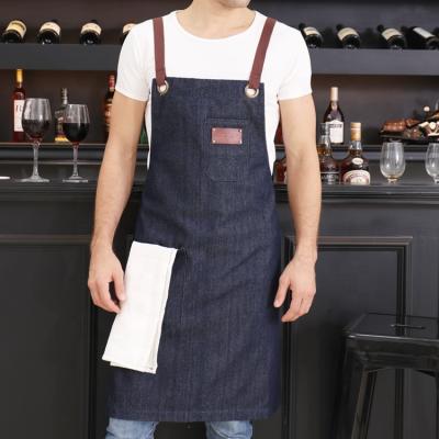 China CHANGRONG Universal Custom Vintage Blues Jeans Restaurant Cafe Bartender Bartender Denim Apron for sale