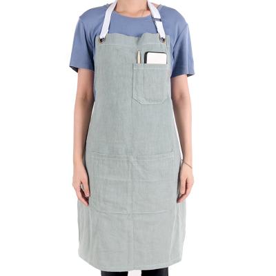 China Custom Washable Soft Florist Garden CHANGRONG Canvas Work Apron With 2 Front Pockets for sale